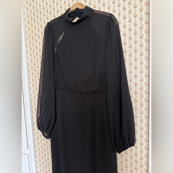 NWT Lulus Graceful Entrance Black Long Sleeve Backless Maxi Dress | Large - Picture 6 of 9